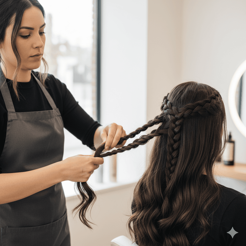 Client receiving a premium haircut at a modern salon